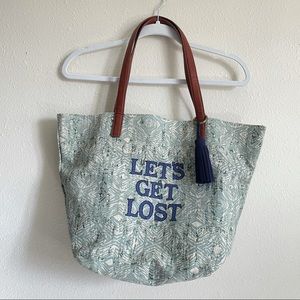 Lucky Brand Let’s Get Lost Large Canvas Tote Bag